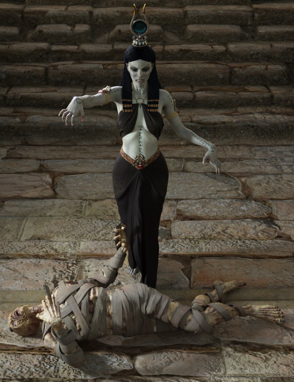 Dark Pharaoh Poses for Genesis 8 Female_DAZ3D下载站