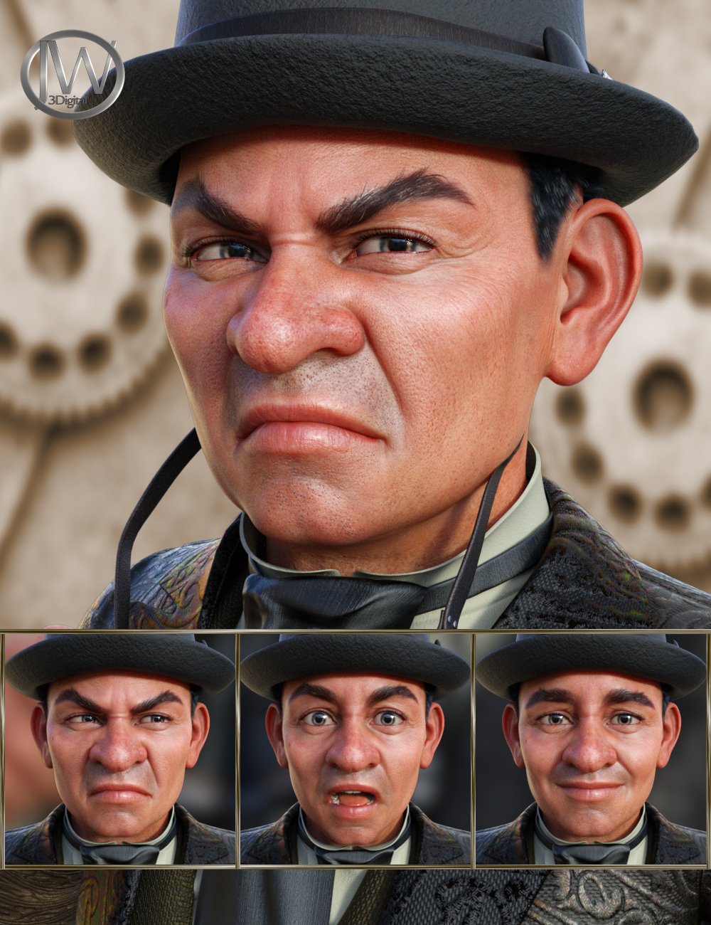 Steampunk – Expressions for Genesis 8 Male and Drutherson 8_DAZ3D下载站
