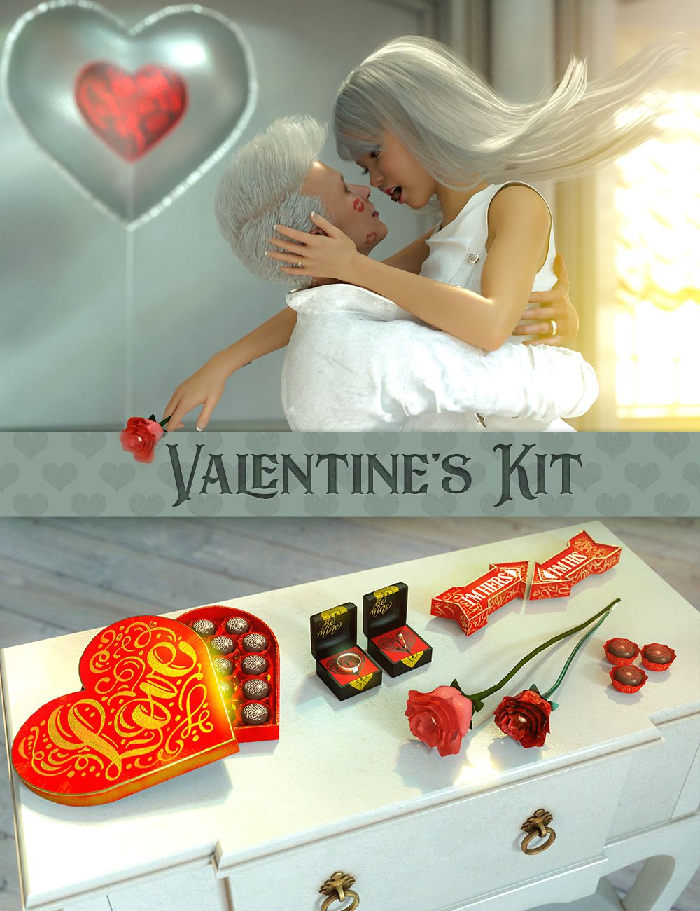Valentine’s Kit for Genesis 3 & 8_DAZ3D下载站