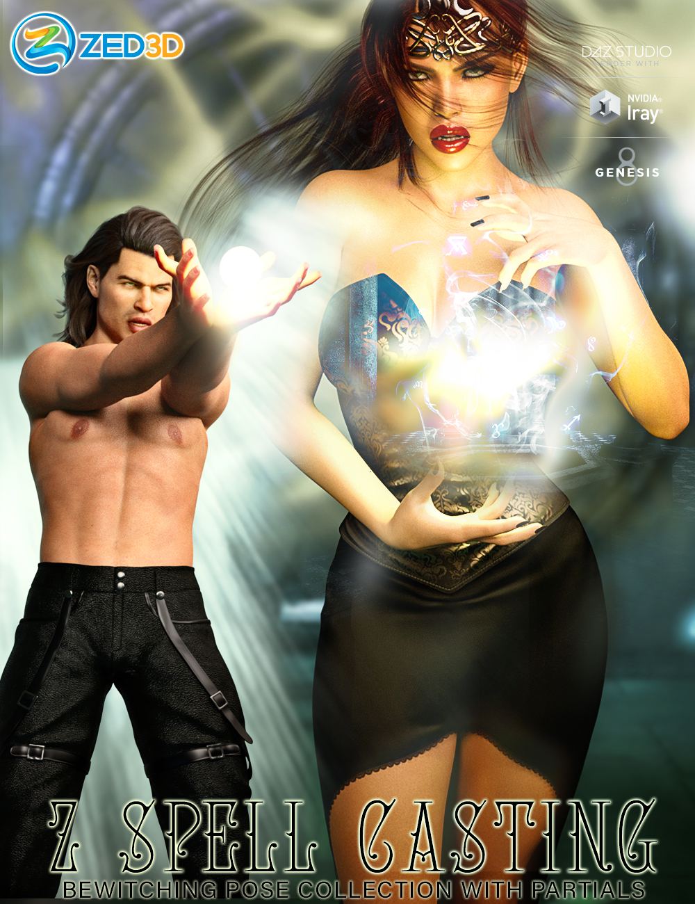Z Spell Casting Poses and Partials for Genesis 3 and 8_DAZ3DDL