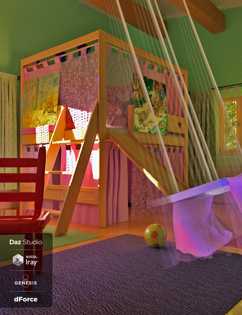 dForce Play Bedroom_DAZ3D下载站