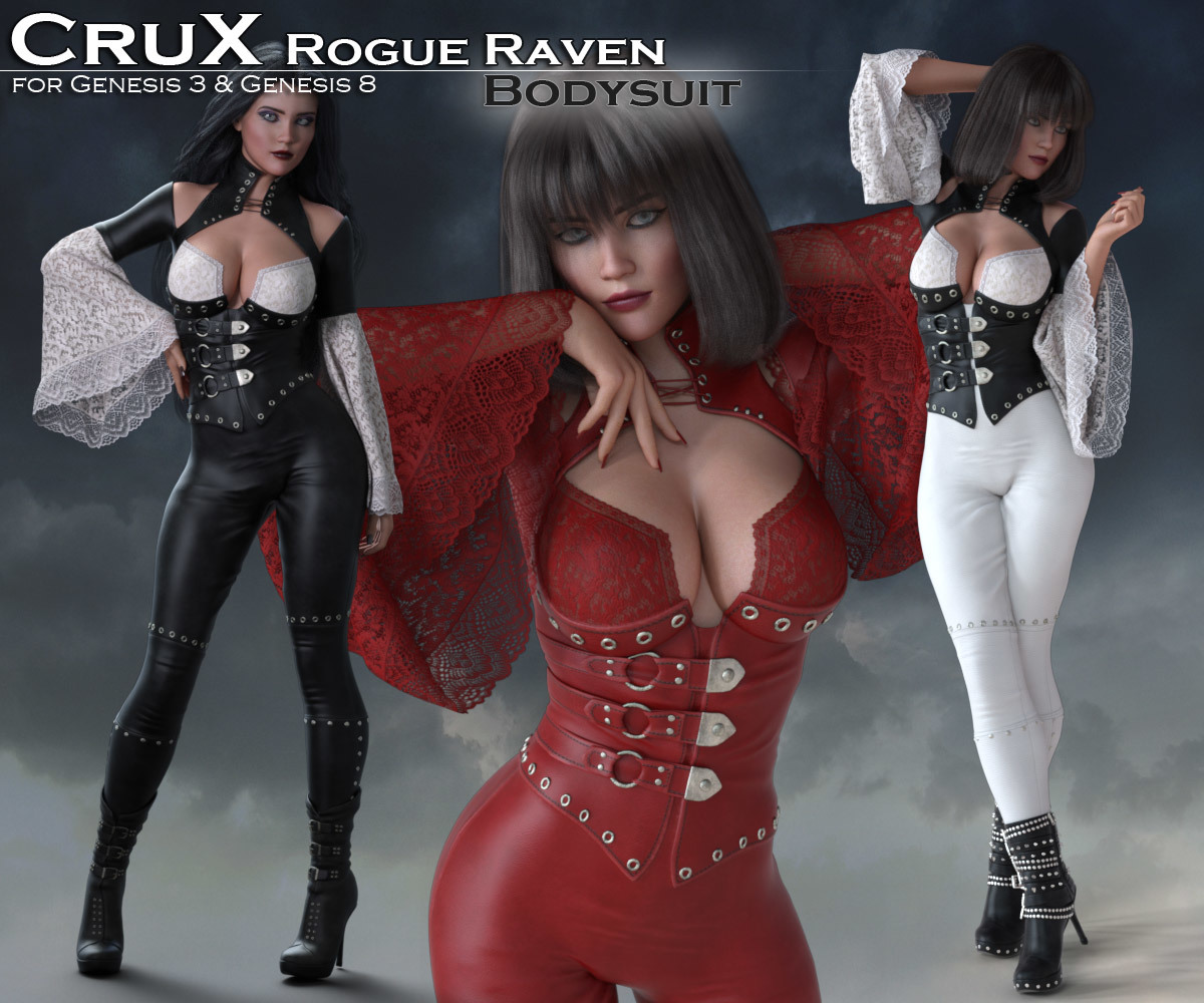 CruX Rogue Raven Bodysuit with dForce G3F/G8F_DAZ3D下载站