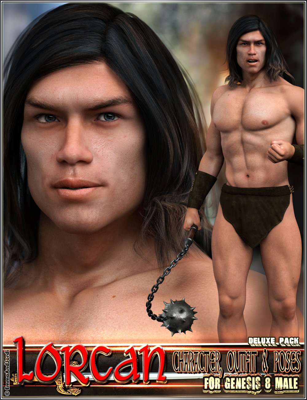 EJ Lorcan Deluxe Pack For Genesis 8 Male Character, Outfit, and Poses_DAZ3D下载站