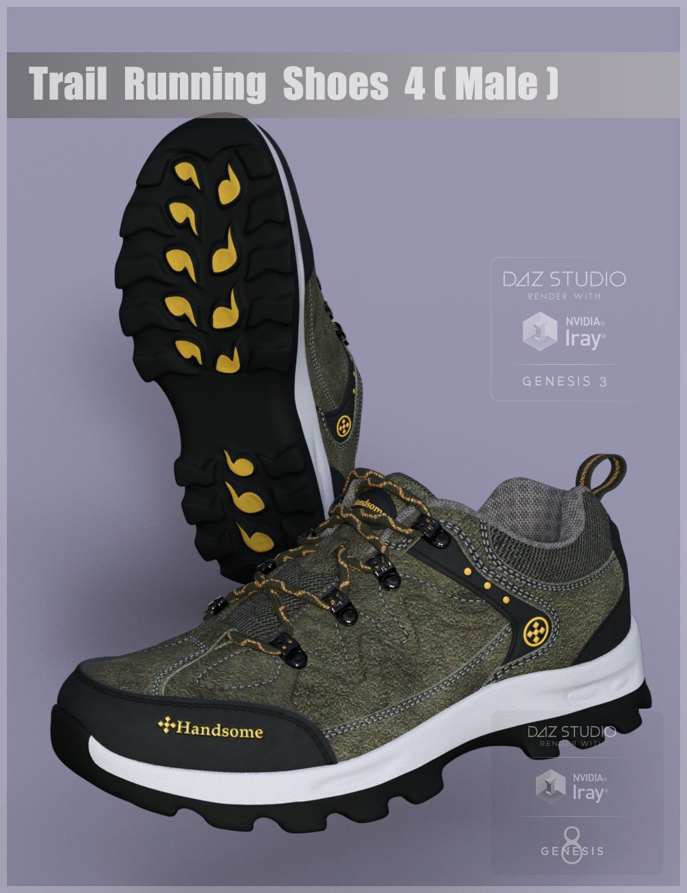 Trail Running Shoes 4 for Genesis 3 and 8 Male(s)_DAZ3D下载站