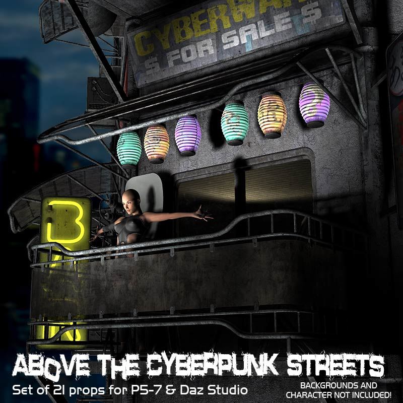 Above The Cyberpunk Streets_DAZ3D下载站