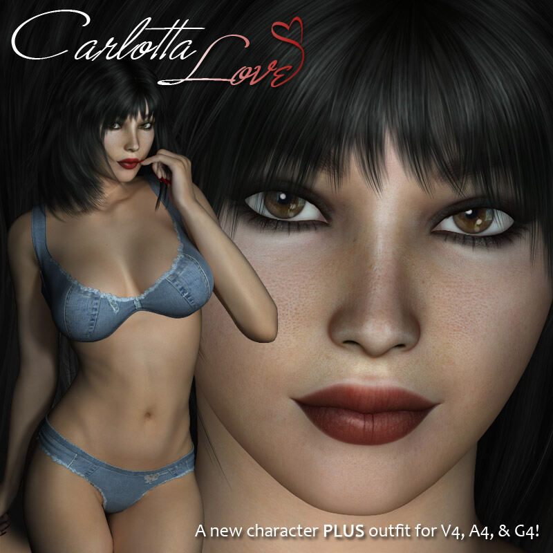 Carlotta Love Character for V4, A4, Girl4_DAZ3DDL