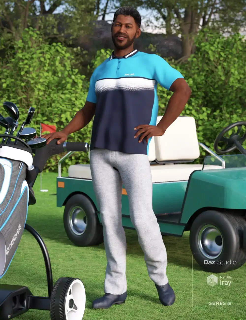 Casual Golf Outfit for Genesis 8 Male(s)_DAZ3D下载站