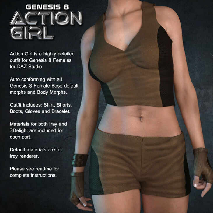 Exnem Action Girl for Genesis 8 Female_DAZ3D下载站