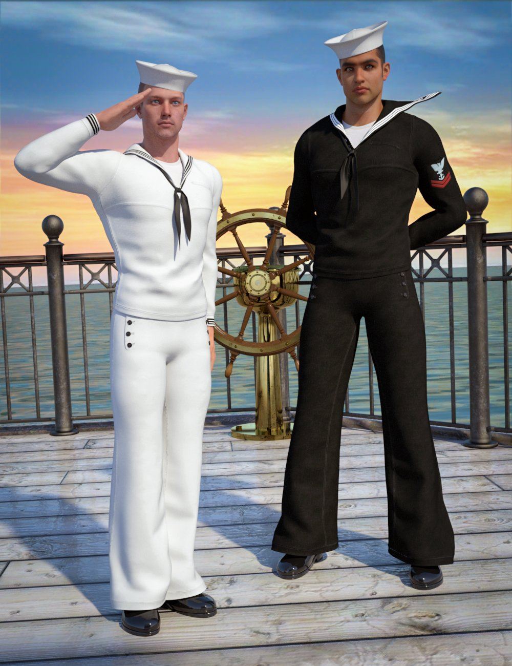 Naval Uniform for Genesis 2 Male(s)_DAZ3D下载站