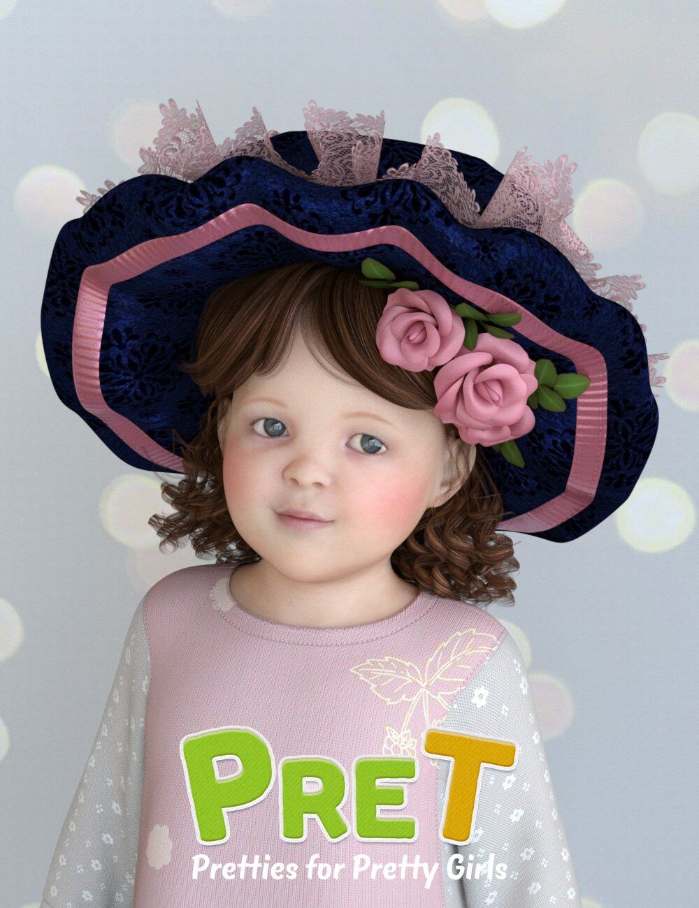 PreT Girls Dolly Cap Hair for Genesis 8 Females_DAZ3D下载站