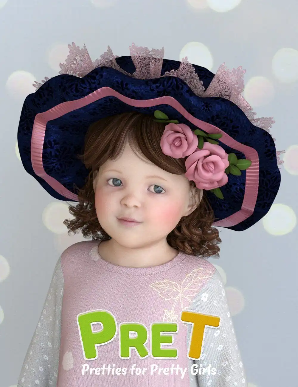 PreT Girls Dolly Cap Hair for Genesis 8 Females_DAZ3DDL