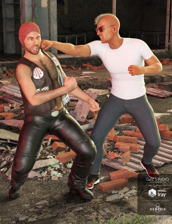 Tough Fighters Poses for Genesis 3 and 8 Male(s)_DAZ3DDL