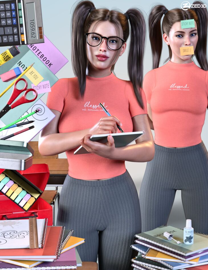 Z Back to School Props and Poses for Genesis 8 and 8.1_DAZ3DDL