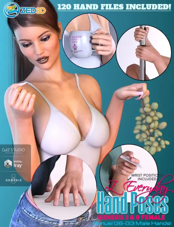 Z Every Day Hands for Genesis 3 and 8_DAZ3DDL