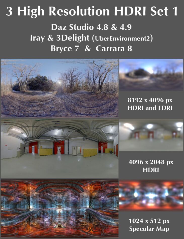 3 High Resolution HDRI Set 1_DAZ3D下载站