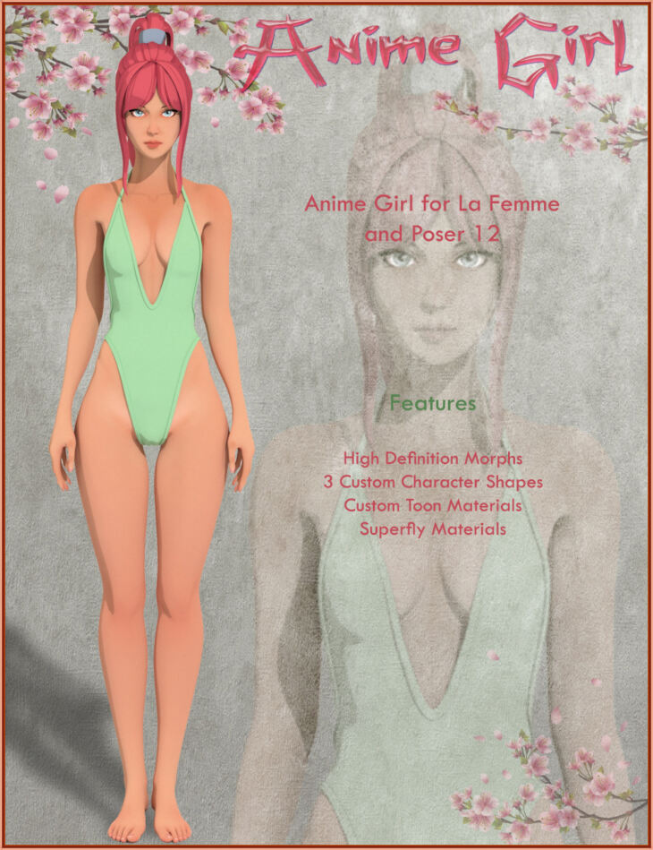 Anime Girl for La Femme and Poser 12_DAZ3D下载站
