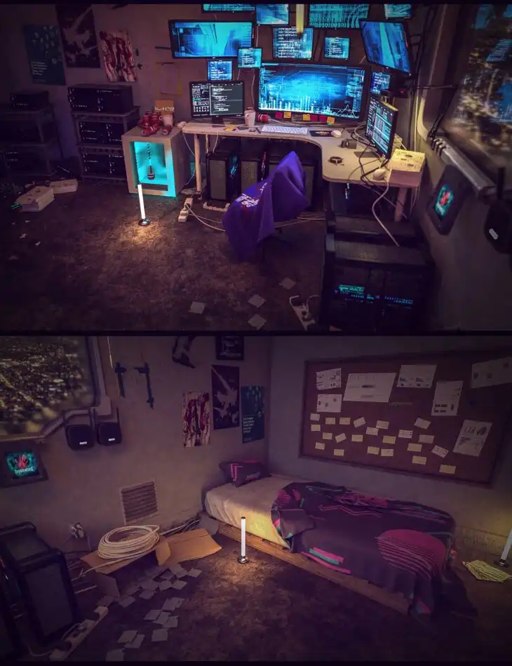 Hacker Hideout Room_DAZ3D下载站