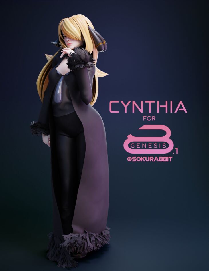 Pokemon Cynthia For Genesis 8 and 8.1 Female_DAZ3D下载站