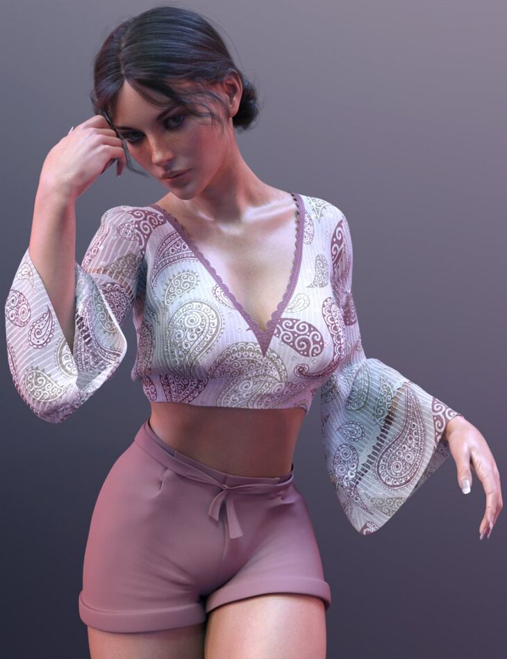 X-Fashion Summer Ladies Outfit for Genesis 8 and 8.1 Females_DAZ3D下载站