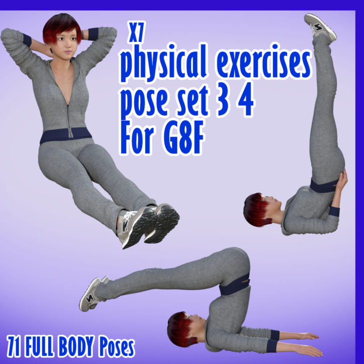 X7 Physical Exercises Poses Set 3 4 for G8F_DAZ3DDL