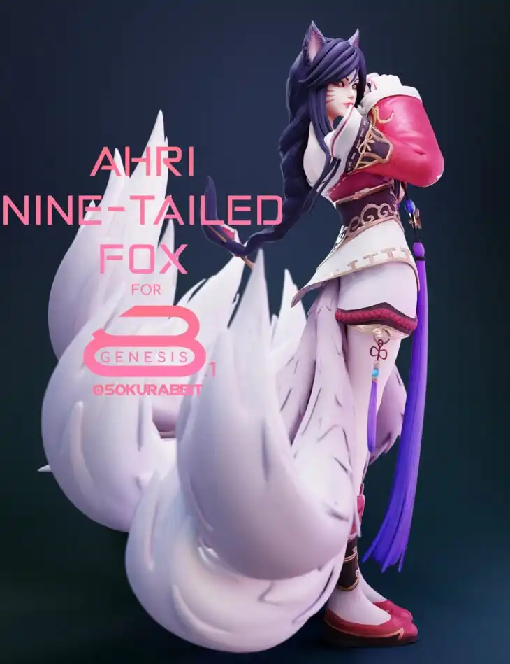 Ahri Nine-Tailed Fox For Genesis 8 and 8.1 Female_DAZ3DDL