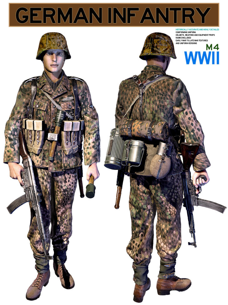 German Infantry WWII for M4_DAZ3D下载站