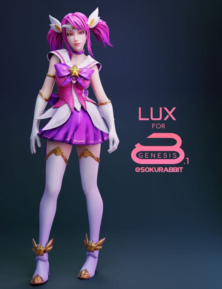LUX Star Guardian For Genesis 8 and 8.1 Female_DAZ3D下载站