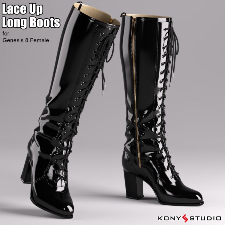Lace Up Long Boots For G8F_DAZ3D下载站