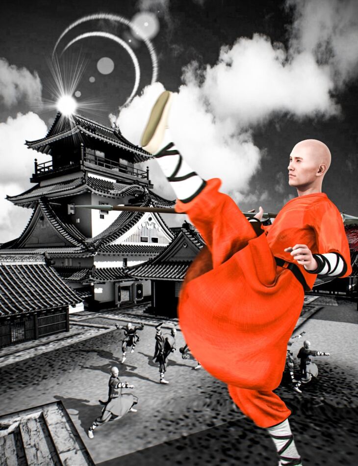 Mec4D Shaolin Monk Uniform for Genesis 2 Male(s)_DAZ3D下载站