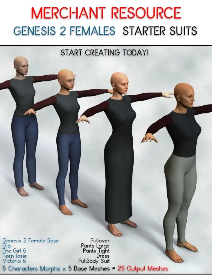 Merchant Resource Genesis 2 Females Starter Suits_DAZ3DDL