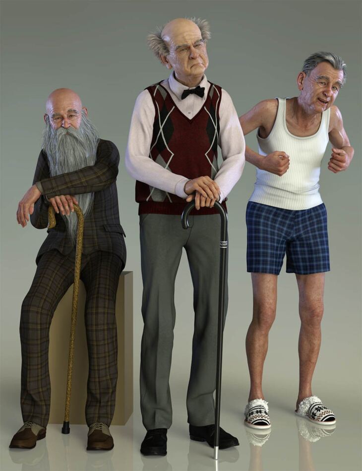 Old Man Poses and Walking Cane for Floyd 8_DAZ3D下载站