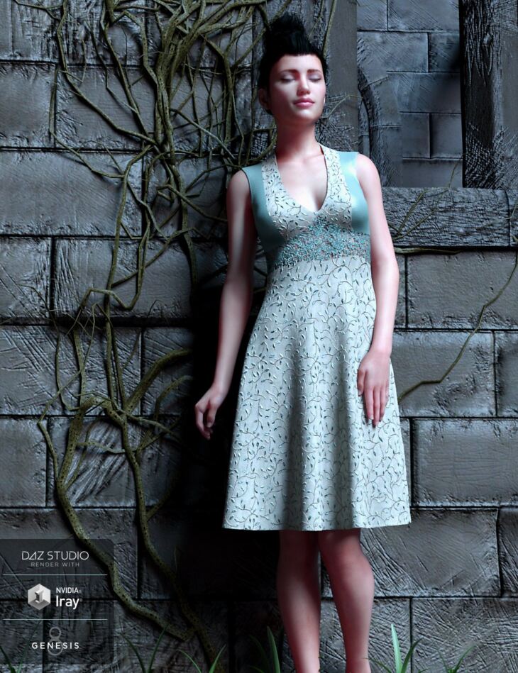Peppermint Ivy Dress for Genesis 8 Female(s)_DAZ3D下载站