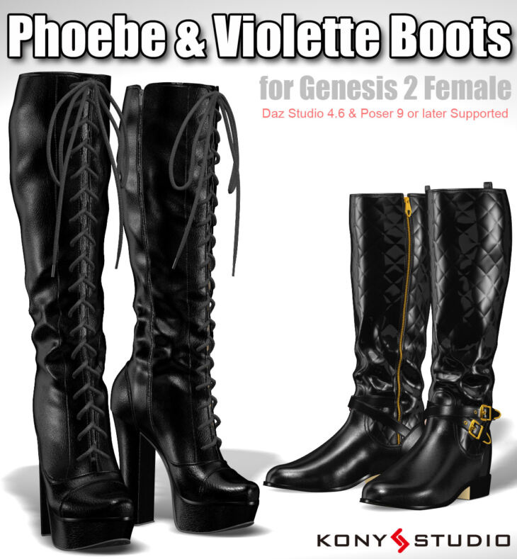 Phoebe & Violette Boots for G2F_DAZ3D下载站