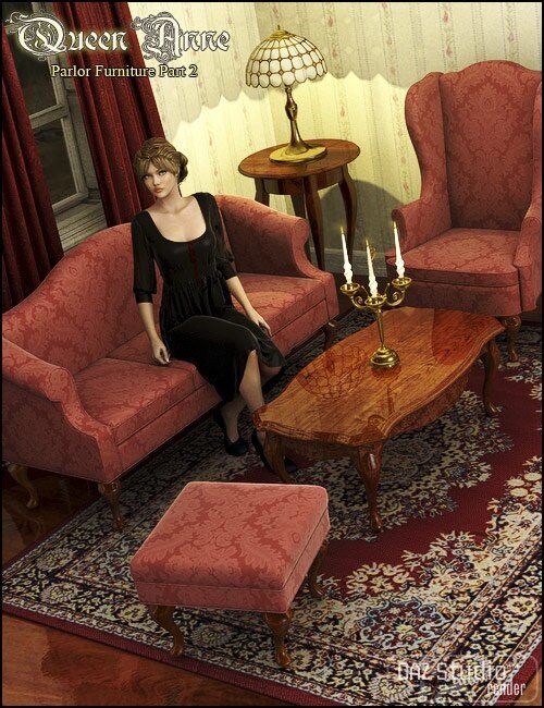 Queen Anne Parlor Furniture Part 2_DAZ3D下载站