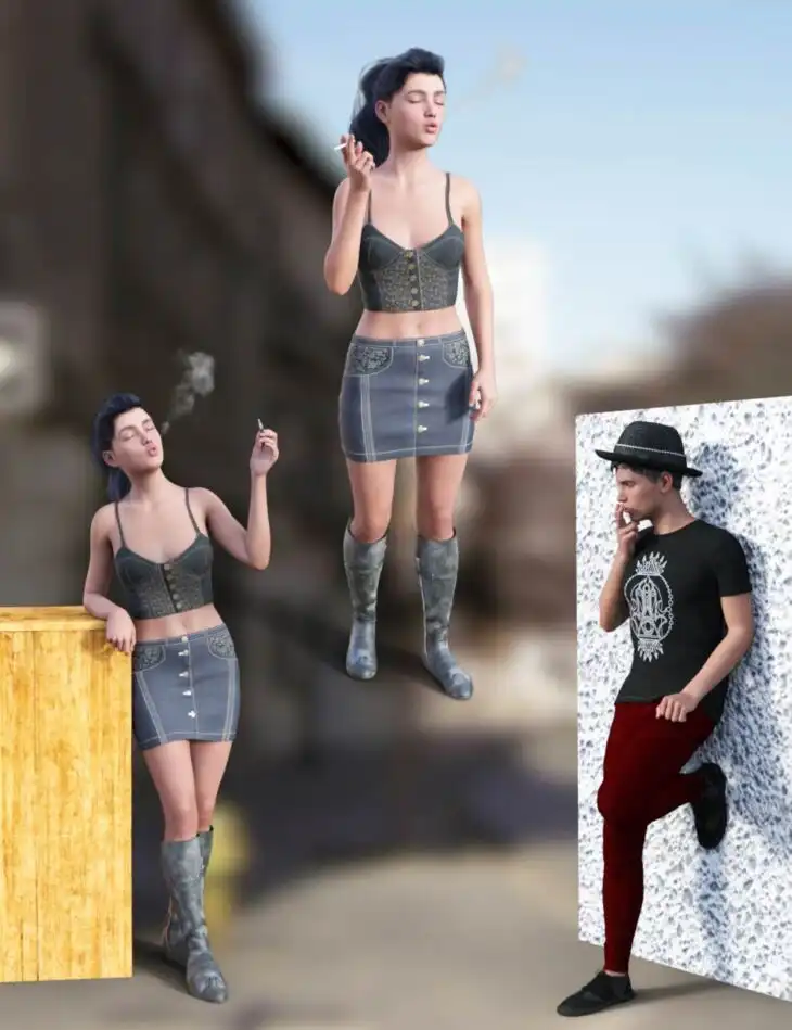 Smoking Day Poses and Expressions for Genesis 8.1_DAZ3D下载站
