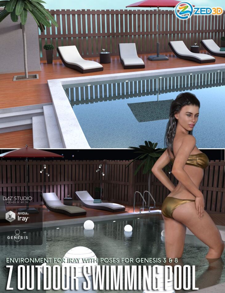Z Outdoor Swimming Pool Environment and Poses_DAZ3DDL