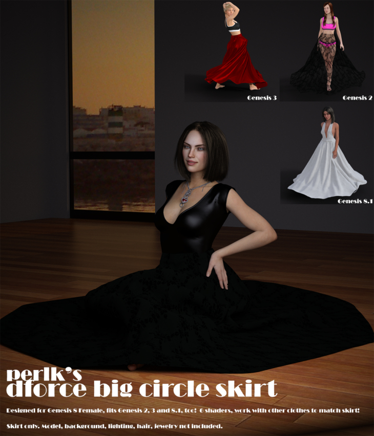 dForce Big Circle Skirt for G8F_DAZ3D下载站
