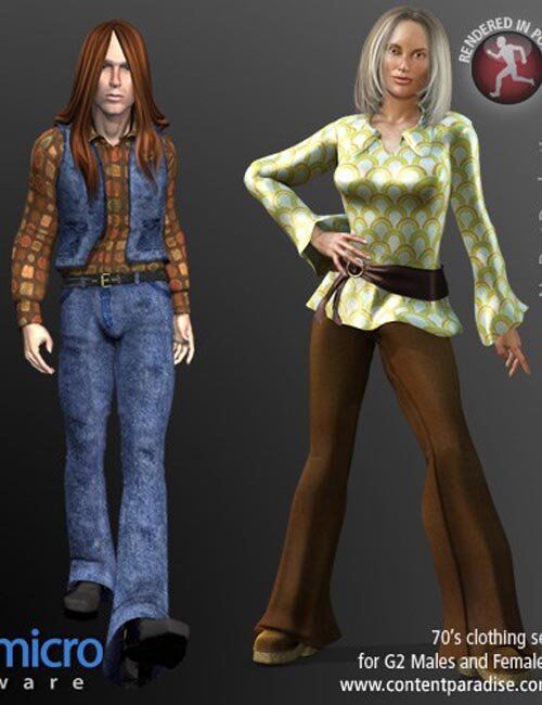 70’s Clothing for G2 Figures (Time Travel Series)_DAZ3D下载站