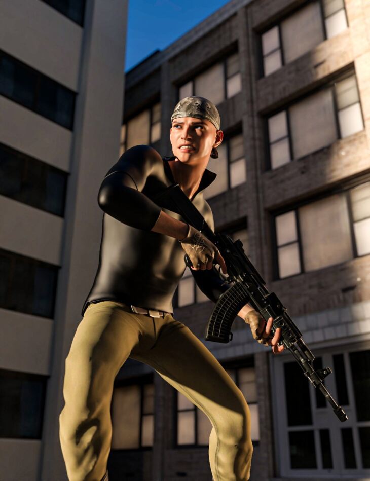 Black Snake Assault Rifle Pose for Genesis 8_DAZ3D下载站