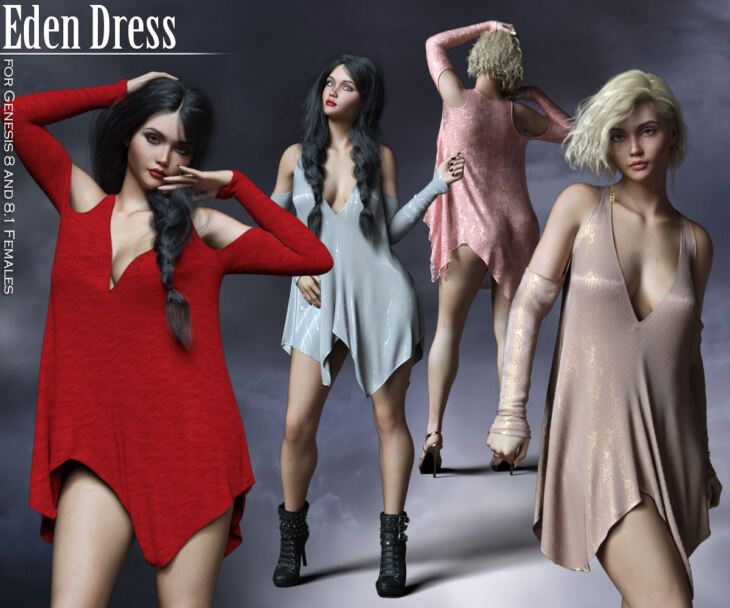 Eden Dress for Genesis 8.0 and Genesis 8.1 Females_DAZ3D下载站
