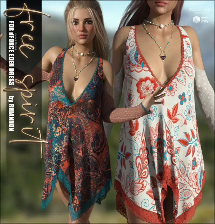Free Spirit Textures for dForce Eden Dress_DAZ3DDL