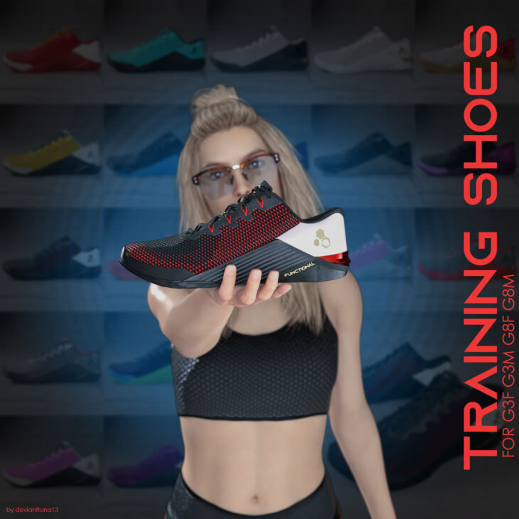 Functional Training Shoes for Genesis 3 and 8_DAZ3D下载站