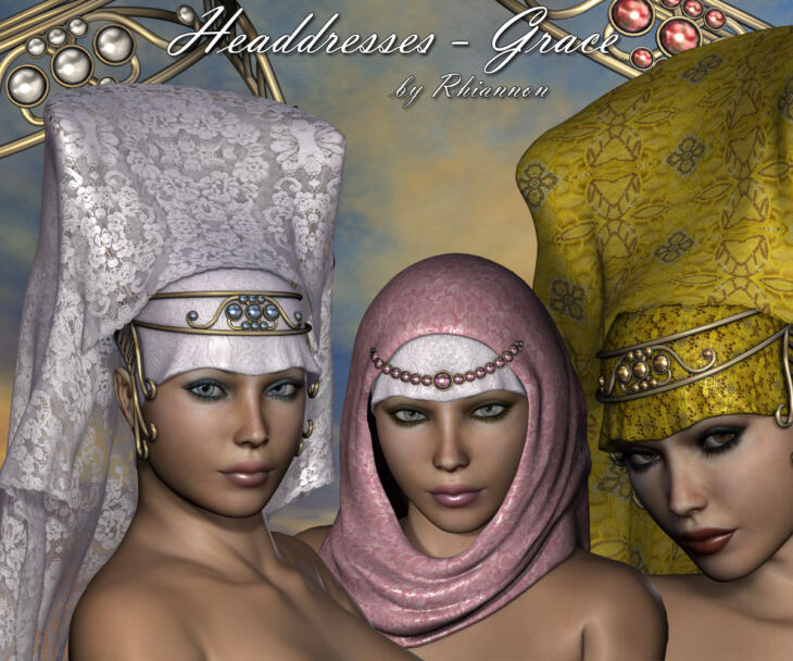 Headdresses – Grace for V4_DAZ3D下载站