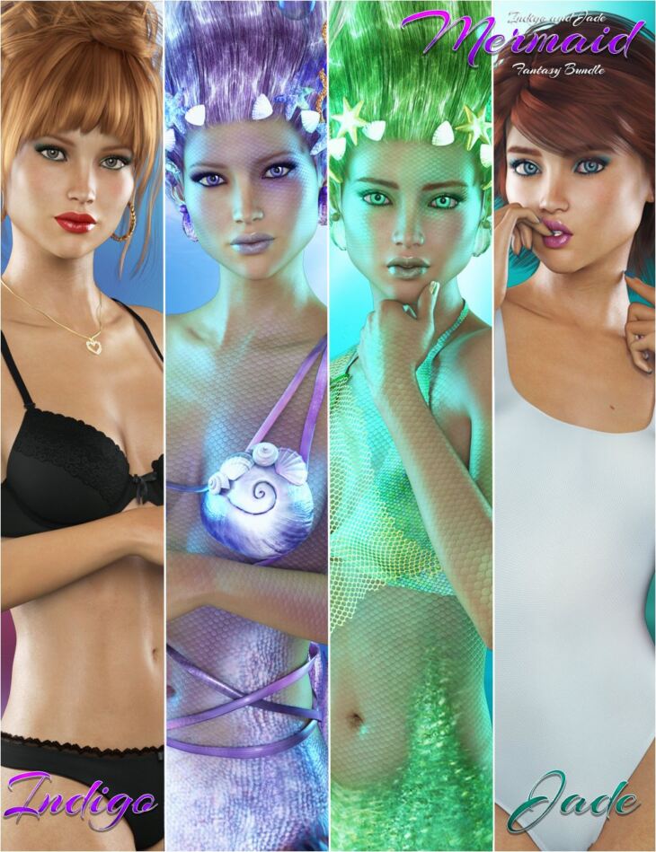 Laguna-FWSA Indigo and Jade Mermaid Fantasy Bundle_DAZ3D下载站