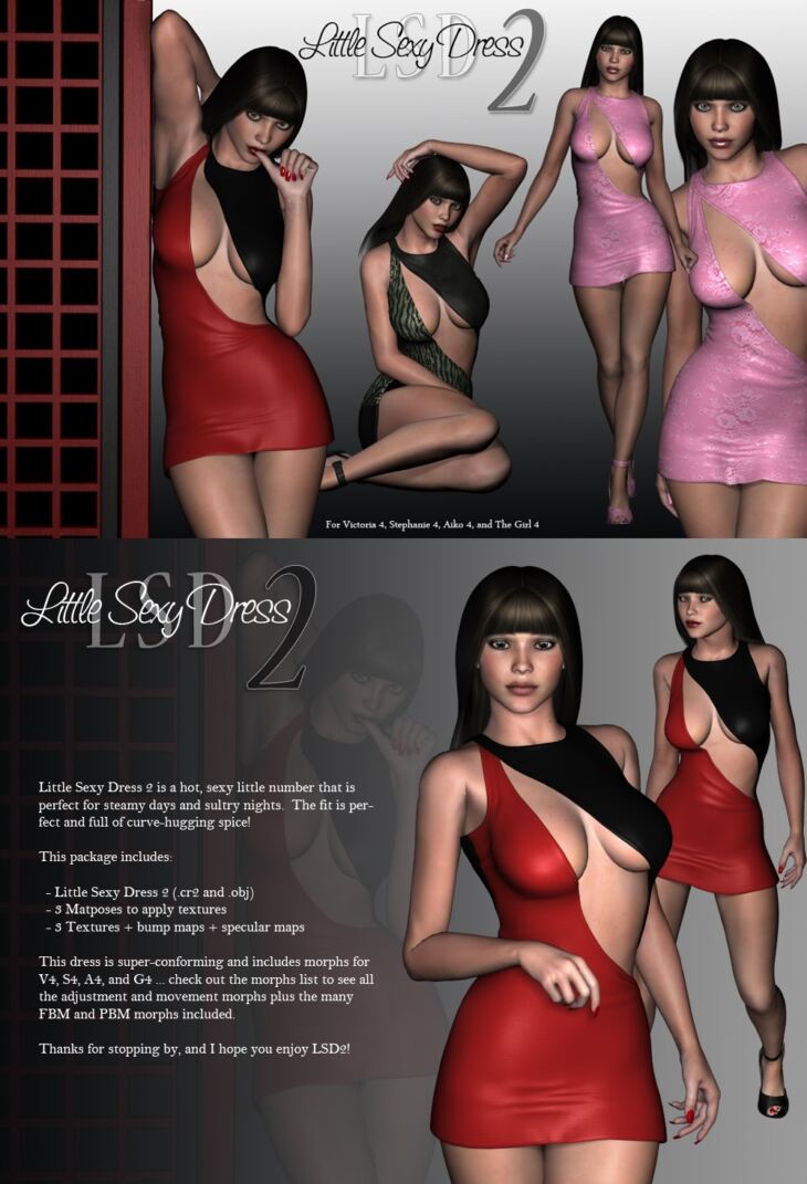 Little Sexy Dress 2 V4, A4, G4_DAZ3D下载站
