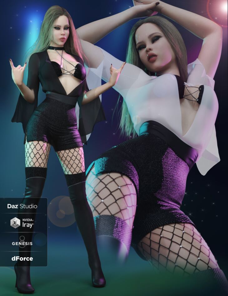 Night Party Outfit for Genesis 8 and 8.1 Females_DAZ3D下载站