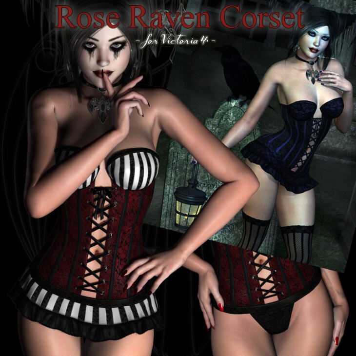 Rose Raven Corset for V4_DAZ3D下载站