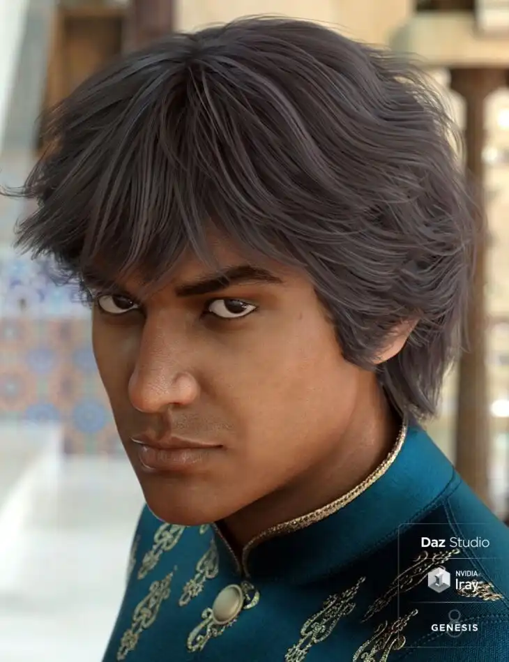 Varun Hair for Genesis 3 and 8 Male(s)_DAZ3D下载站
