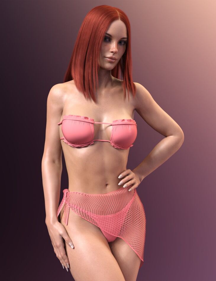 X-Fashion Half Cup Bikini Set with dForce for Genesis 8 and 8.1 Females_DAZ3D下载站