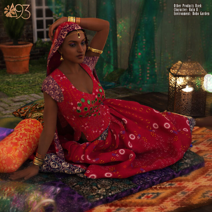 a93 – dForce Traditional Indian Outfit for G8F_DAZ3D下载站